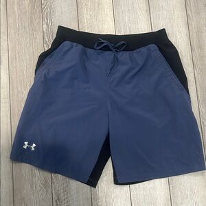 Under Armour Men’s Navy Blue and Black Athletic Shorts
